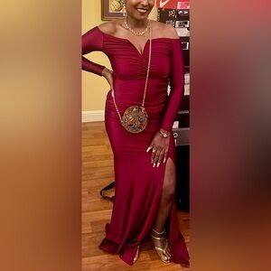 Fashion Nova Deep Red Long Sleeve Dress